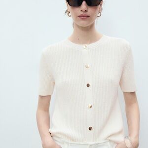 MANGO SHORT-SLEEVED KNITTED CARDIGAN SIZE S